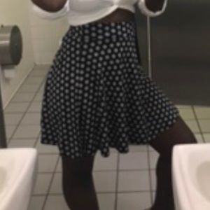 White and blue floral skater skirt